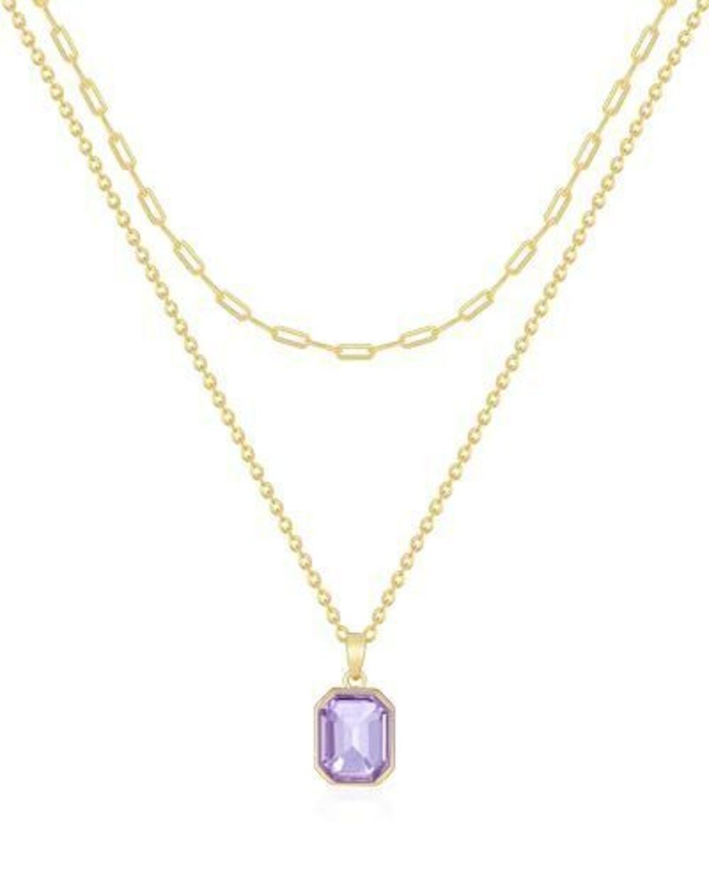 1957 Gold Layered Necklaces , 18k Gold Plated Crystal Necklace Paperclip